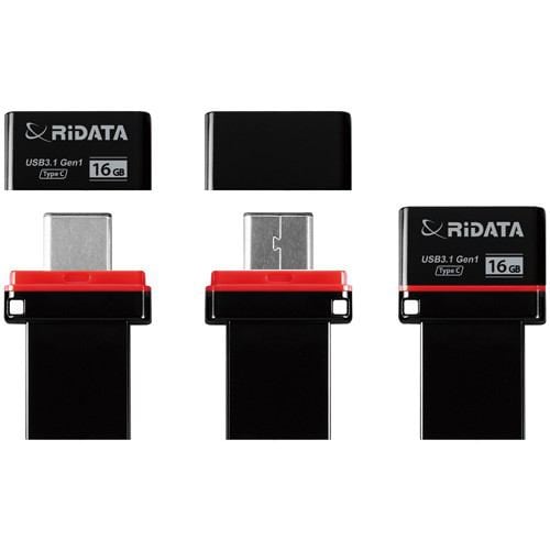RiDATA RI-HT2U3116BKR USBメモリー USB3.1(Gen1)・USB2.0互換 TypeC-A対応 16GB ブラック・レッド