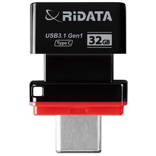 RiDATA RI-HT2U3132BKR USBメモリー USB3.1(Gen1)・USB2.0互換 TypeC-A対応  32GB ブラック・レッド