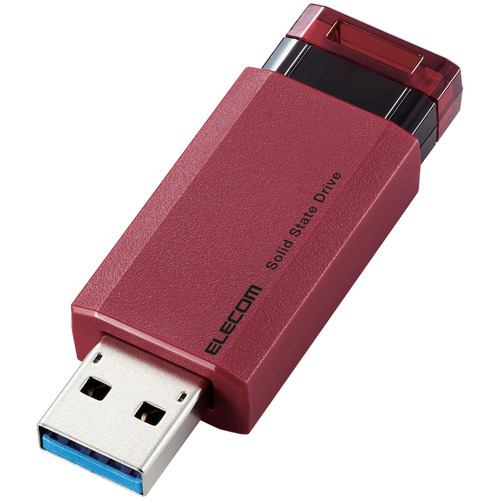 エレコム　ESD-EPK1000GRD　外付けSSD　ノック式　USB3.2(Gen2)対応　1TB　レッド
