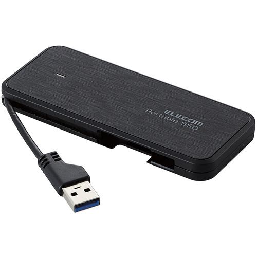 エレコム ESD-ECA0500GBKR 外付けSSD ポータブル ケーブル収納対応 USB3.2(Gen1)対応 500GB ブラック データ復旧サービスLite付