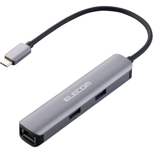 【推奨品】エレコム DST-C17SV Type-C ドッキングステーション アルミボディ USB3.1 Gen1×3ポート HDMI×1ポート LANポート付 シルバー