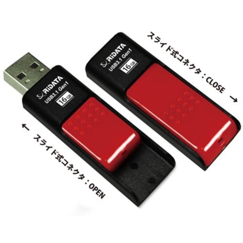 RiDATA RI-HD50U016RD USBメモリー USB3.1Gen1 16GB ブラック／レッド