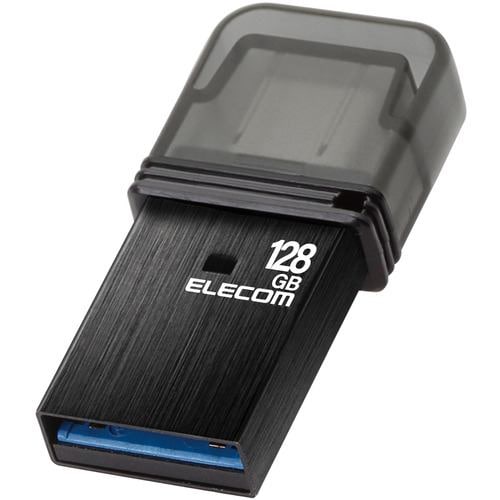 【推奨品】エレコム MF-CAU32128GBK USBメモリ USB3.2(Gen1) Type-C キャップ式 128GB ブラック