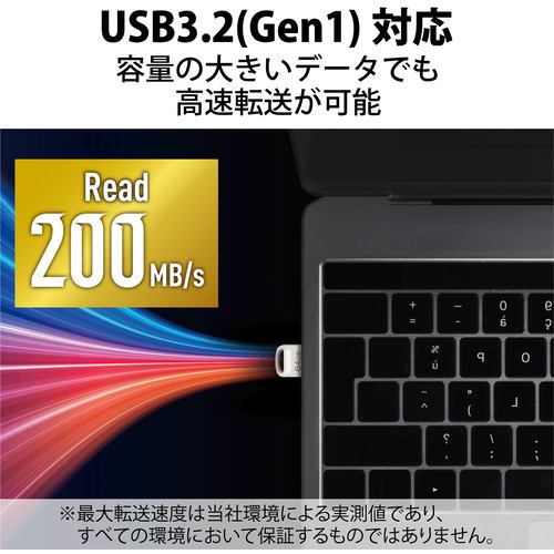 エレコム MF-SU3A064GSV USBメモリ USB3.2(Gen1)対応 超小型 64GB シルバー MFSU3A064GSV