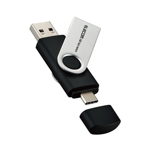 エレコム MF-TPC3064GBK キャップ式USBメモリ64GB Type-C Win／Mac／スマホ タブレット対応 ブラック