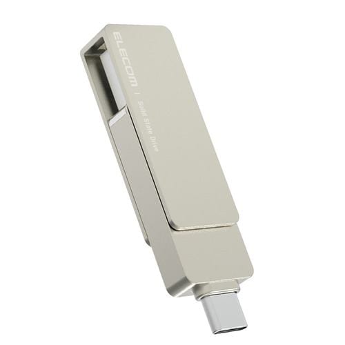 エレコム ESD-EPA0250GSV 外付けポータブルSSD 250GB USB Type C ／ USB-A 両対応 PCタブレット対応 シルバー