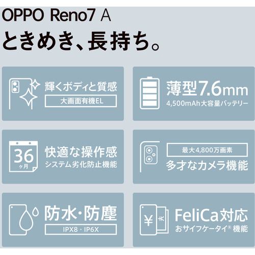 OPPO Reno7A 128GB CPH2353 SIMフリー ブラック