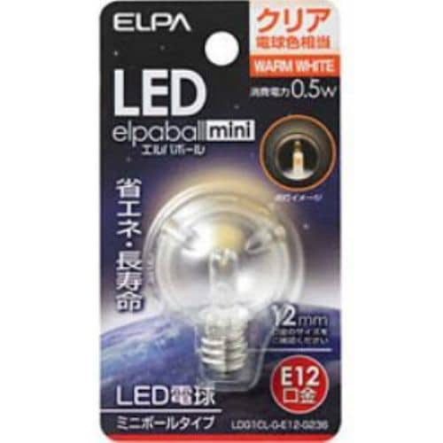 ELPA LDG1CL-G-E12-G236 LED装飾電球 ミニボール球形 E12 G30 クリア電球色
