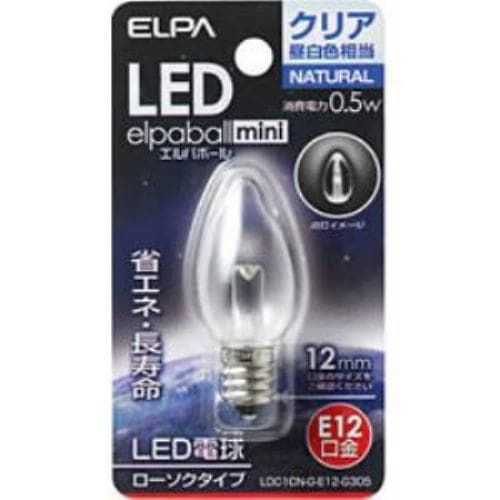 ELPA LDC1CN-G-E12-G305 LED装飾電球 ローソク球形 E12 クリア昼白色