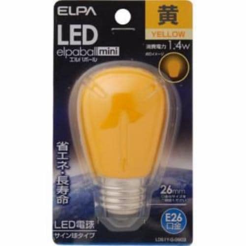 ELPA LED電球サイン球形(黄色・口金E26) LDS1Y-G-G903