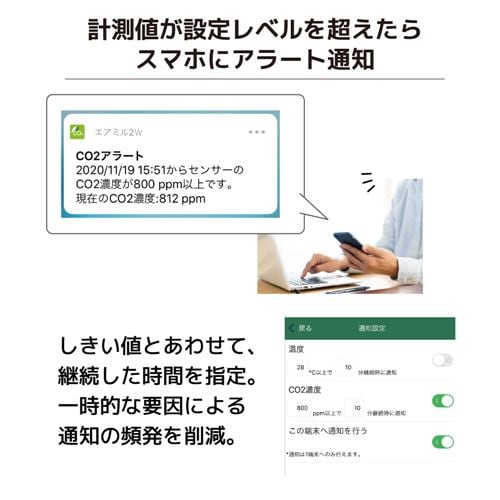 ラトックシステム RS-WFCO2 Wi-Fi CO2センサー