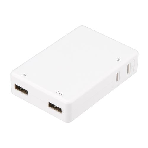 ヤザワ H63002UWH USBアダプター 1AC2USB3.4A ホワイト