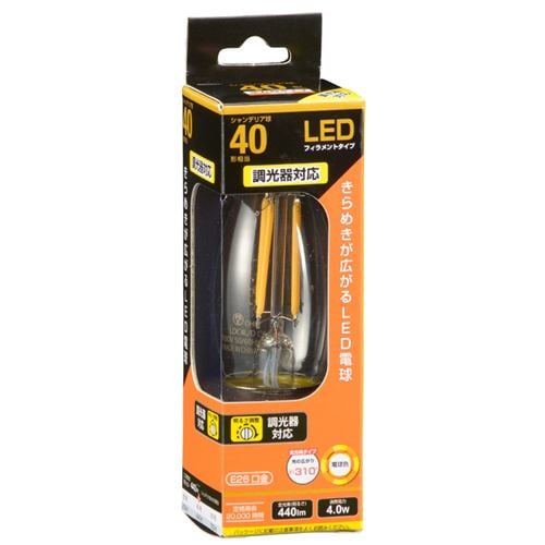 オーム電機 LDC4L／D C6 LED電球 フィラメント シャンデリア形 40形相当 調光器対応 E26