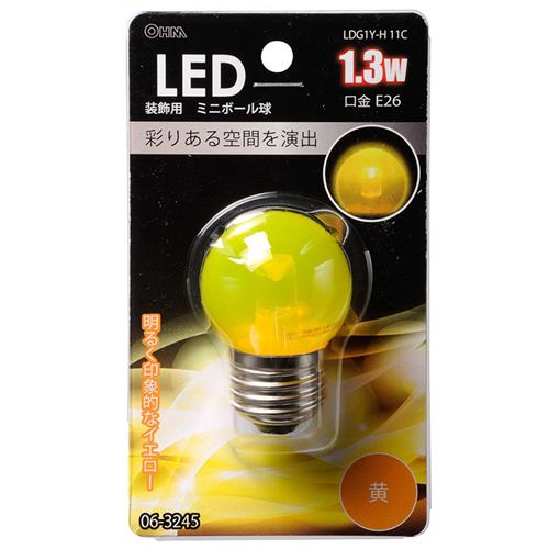 オーム電機 LDG1Y-H11C LED電球 装飾用 ミニボール E26 イエロー