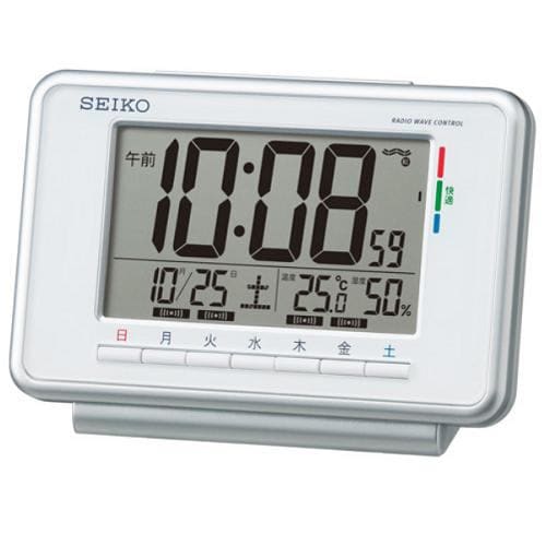 セイコークロック SQ775W 快適度表示付デジタル時計 電波掛時計 温湿度表示 ウィークリーアラーム機能(スヌーズ付) ライト付