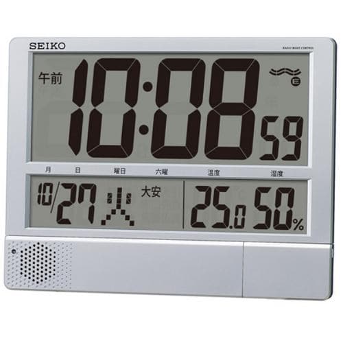 セイコークロック SQ434S プログラム機能付デジタル時計 電波置時計 温・湿度表示 掛置兼用モデル