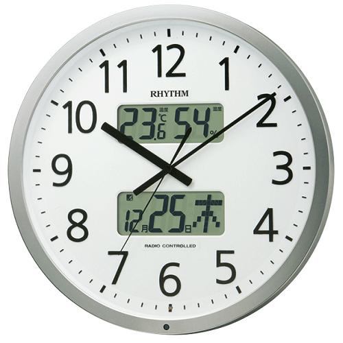 リズム時計 4FN403SR19 掛時計 プログラムカレンダー シルバーメタリック色