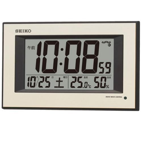 セイコークロック SQ438G デジタル時計 電波掛時計 温度・湿度表示 高コントラスト液晶 自動点灯ライト付