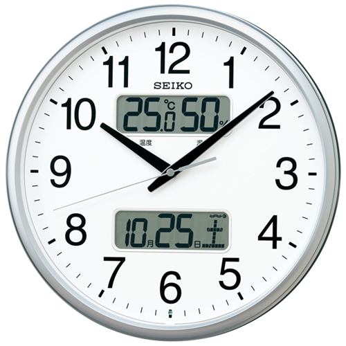 セイコークロック KX235S 電波掛時計 カレンダー、温度・湿度表示付