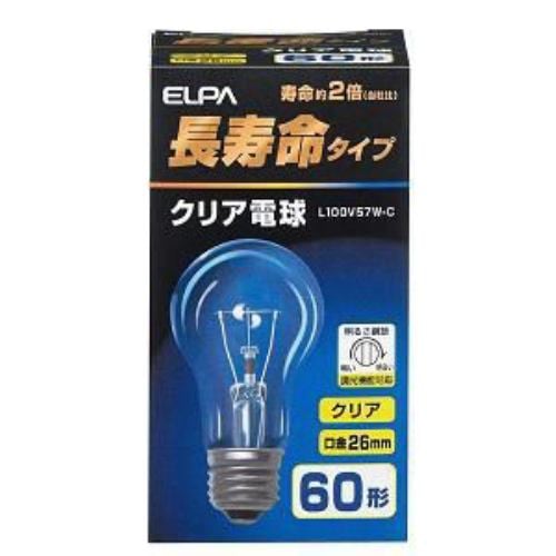 朝日電器 L100V57W-C ELPA(エルパ) 長寿命クリア電球 (全光束770lm ／クリア 口金E26)