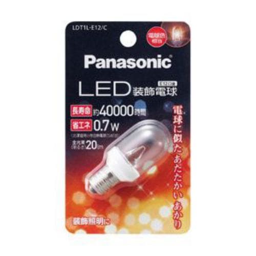 パナソニック LDT1LE12C LED電球 (装飾電球T形・全光束20lm/電球色相当クリアタイプ・口金E12)