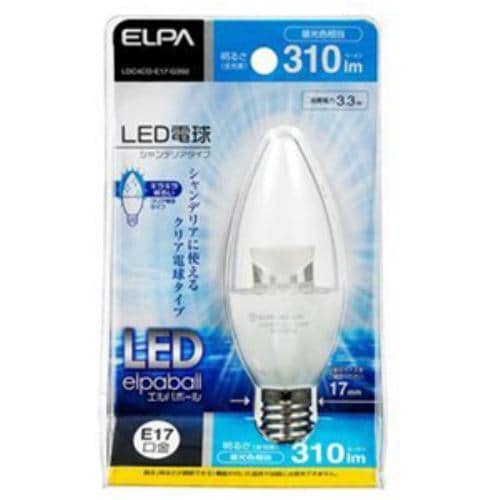 ELPA LED電球 シャンデリア形 E17 昼光色 LDC4CD-E17-G350