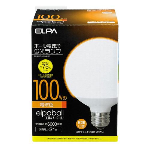 ELPA EFG25EL／21-G102 電球形蛍光灯G形 100W形