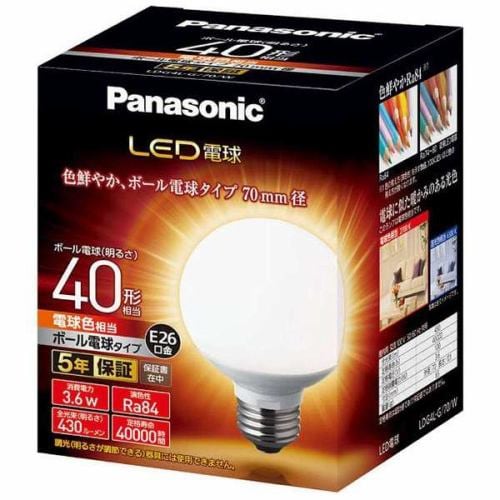 パナソニック LDG4LG70W LED電球 3.6W（電球色相当）