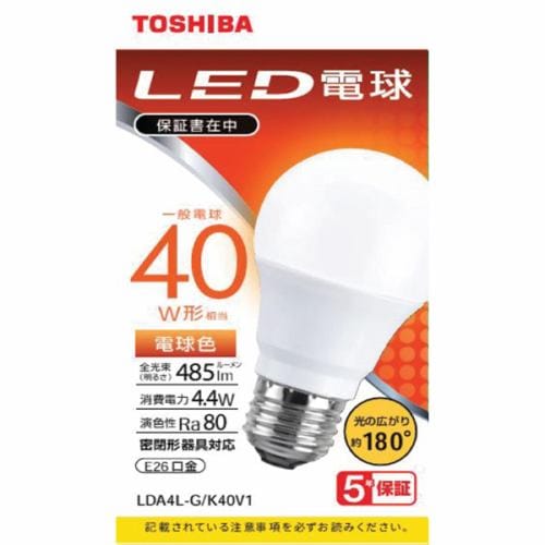 東芝 LDA4L-G／K40V1 LED電球 40W 電球色 E26