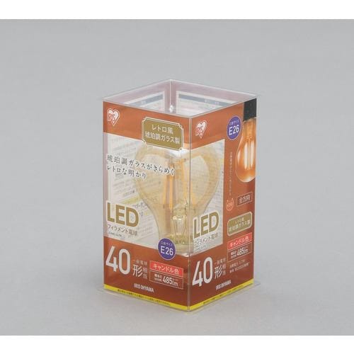 アイリスオーヤマ LDA4C-G-FK LEDフィラメント電球 琥珀調 キャンドル色 40形相当 (485lm)