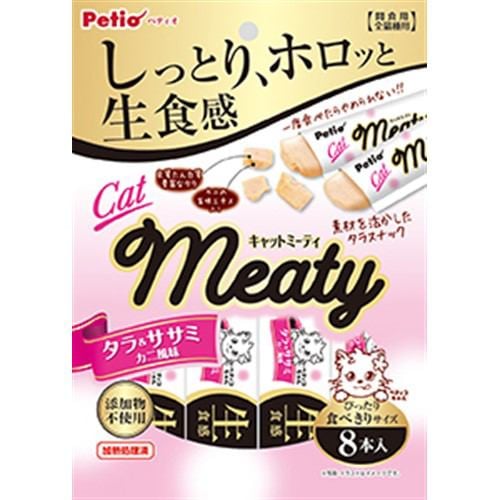 ペティオ  ＣａｔＭｅａｔｙ タラ＆ササミ カニ風味  10g×8本