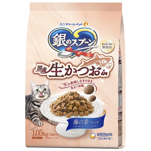 ユニ・チャーム 銀のスプーン国産生かつおｉｎ海の幸１．０５ｋｇ キャットフード