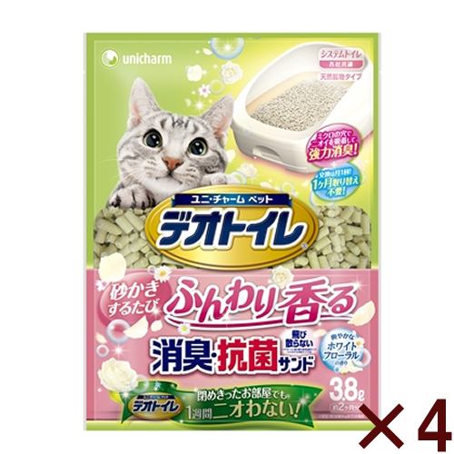 ユニ・チャーム デオトイレふんわり香る消臭・抗菌サンド ホワイトフローラルの香り ３．８Ｌ 【4個セット】