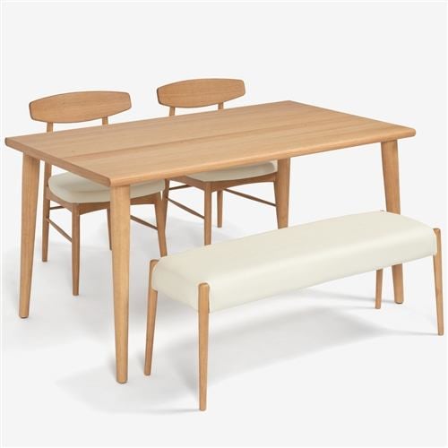 大塚家具 ダイニングテーブルセット 「ユノ3」 机＋椅子2脚+ベンチ 幅